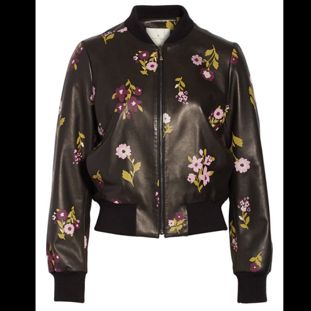 IN SEARCH OF Kate spade in full bloom leather bomber jacket size medium or large - Picture 1 of 3